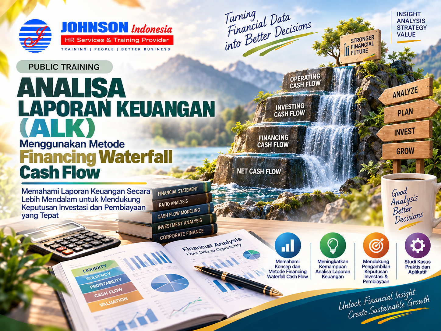 = Training Analisa Laporan Keuangan Financing Waterfall Cash Flow Johnson Indonesia